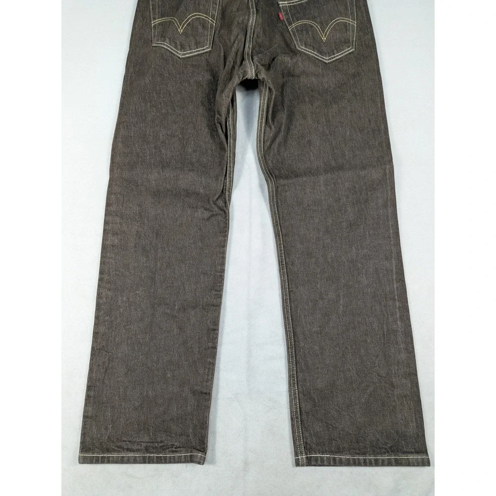 Y2K Levi's 501 Button Fly Classic Straight Leg Mens‎ Jeans Brown Size 38